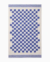 Chip & Dent: Soft Checkered Shag Washable Rug, Cobalt, 4x6