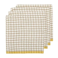 Gingham Napkins, Natural and Dijon, Set of 4