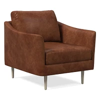 Sloane Chair, Poly, Saddle Leather, Nut, Champagne Bronze