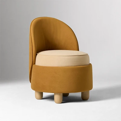 Paola Round Back Swivel Desk Chair Performance Velvet Golden Oak Blonde