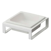 Yamazaki Single Pet Food Bowl, White, Short