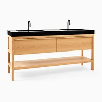 Glenn Double Bathroom Vanity, 60" Wide, Whitewash Oak