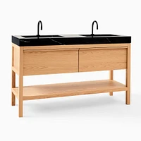 Glenn Double Bathroom Vanity, 60" Wide, Whitewash Oak