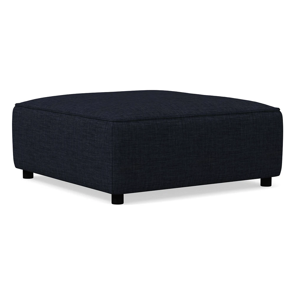 Remi Ottoman, Memory Foam, Yarn Dyed Linen Weave, Alabaster, Concealed Support