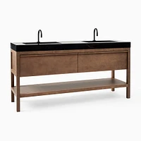 Glenn Double Bathroom Vanity, 60" Wide, Whitewash Oak