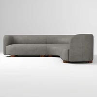 Laurent 2 Seat 3pc Wedge Sectional, Saddle Leather, Nut, Bld