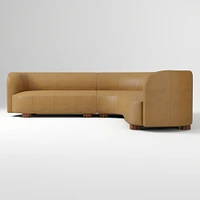 Laurent 2 Seat 3pc Wedge Sectional, Saddle Leather, Nut, Bld