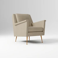 Carlo Mid-Century Chair, Poly, Saddle Leather, Nut, Pecan