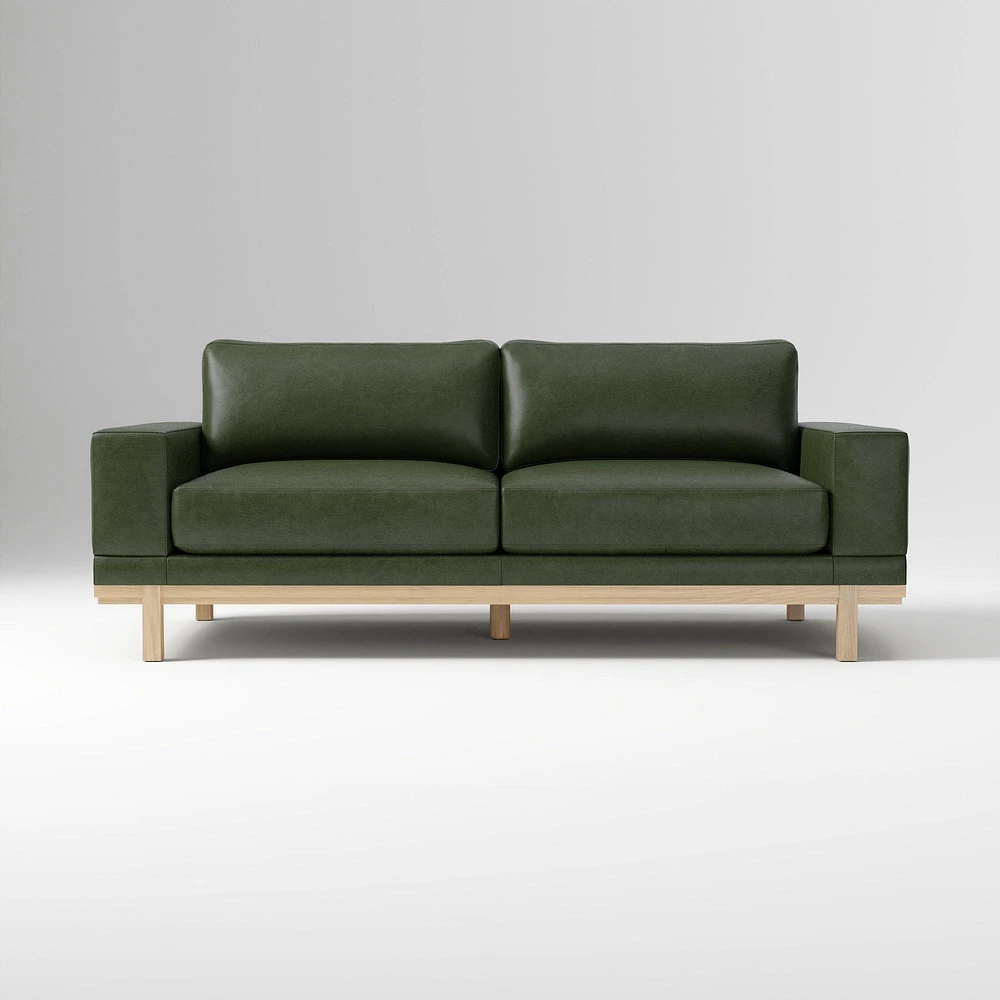 Dewitt 76" Sofa, Vegan Leather, Saddle, Blonde