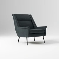 Carlo Highback Chair, Poly, Saddle Leather, Nut, Brass