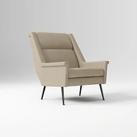 Carlo Highback Chair, Poly, Saddle Leather, Nut, Brass