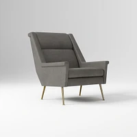 Carlo Highback Chair, Poly, Saddle Leather, Nut, Brass