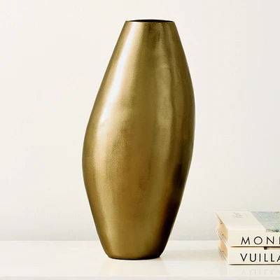 Organic Metal Vase, Medium, Light Brass
