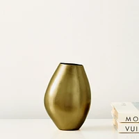 Organic Metal Vase, Medium, Light Brass