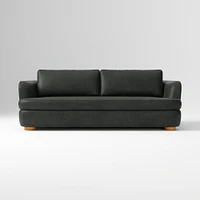 Leroy 96in Sofa, Ludlow Leather Navy, Cool Walnut