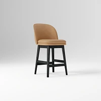 Wayne Counter Stool Armless, Saddle Leather, Nut, Cool Walnut
