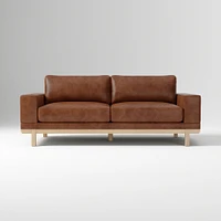 Dewitt 76" Sofa, Vegan Leather, Saddle, Blonde