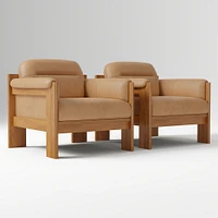 Gunnison Lounge Chair, Saddle Leather Nut, Blonde