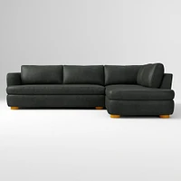 Leroy 2-Seat 2-Piece Right Bumper Chaise Sectional, Saddle Leather, Nut, Almond