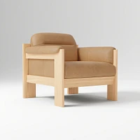 Gunnison Lounge Chair, Saddle Leather Nut, Blonde