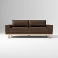 Dewitt 76" Sofa, Vegan Leather, Saddle, Blonde