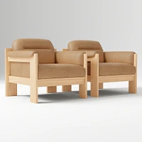 Gunnison Lounge Chair, Saddle Leather Nut, Blonde