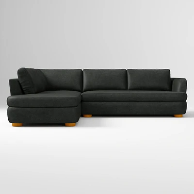 Leroy 2-Seat 2-Piece Right Bumper Chaise Sectional, Saddle Leather, Nut, Almond