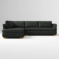 Leroy 2-Seat 2-Piece Right Bumper Chaise Sectional, Saddle Leather, Nut, Almond
