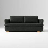 Leroy 96in Sofa, Ludlow Leather Navy, Cool Walnut