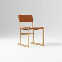 Clyde Leather Dining Chair, Saddle Leather, Nut, Blonde
