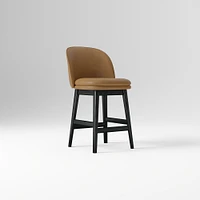 Wayne Counter Stool Armless, Saddle Leather, Nut, Cool Walnut
