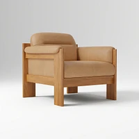 Gunnison Lounge Chair, Saddle Leather Nut, Blonde