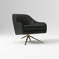 Roar & Rabbit Swivel Chair, Poly, Saddle Leather, Nut, Antique Brass