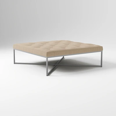 Maeve Square Ottoman PLY Twill Camel Stainless Steel