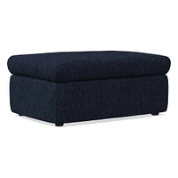 Enzo Storage Ottoman, Poly, Yarn Dyed Linen Weave, Alabaster, Concealed Support