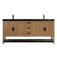 Whitby 60" Double Vanity Pecan Oak Black Quartz Top