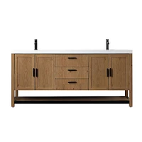 Whitby 60" Double Vanity Pecan Oak Black Quartz Top