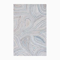 Abstract Swirl Tufted Rug, 5'x8', Beige/Blue