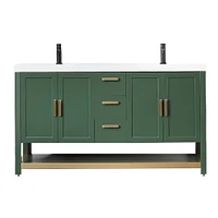 Whitby 60" Double Vanity Pecan Oak Black Quartz Top