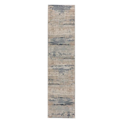 Ronan Abstract Landscape Performance Rug, 5.25'x8', Jet Stream/Vintage Khaki