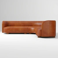 Laurent 2 Seat 3pc Wedge Sectional, Saddle Leather, Nut, Bld