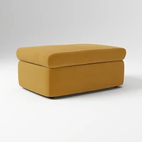 Enzo Storage Ottoman, Poly, Yarn Dyed Linen Weave, Alabaster, Concealed Support