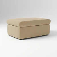 Enzo Storage Ottoman, Poly, Yarn Dyed Linen Weave, Alabaster, Concealed Support