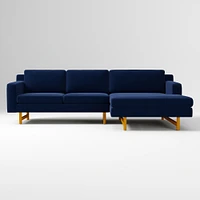 Eddy 92" Left 2-Piece Chaise Sectional, Yarn Dyed Linen Weave, Pewter, Almond