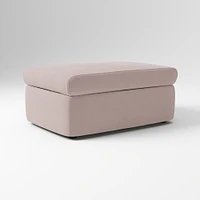 Enzo Storage Ottoman, Poly, Yarn Dyed Linen Weave, Alabaster, Concealed Support