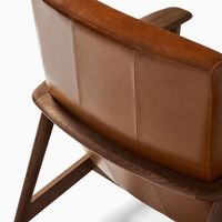 Mid-Century Show Wood High-Back Leather Chair