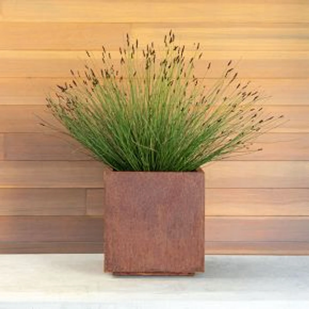 Veradek Corten Steel Cube Planter, 17"D x 18"H