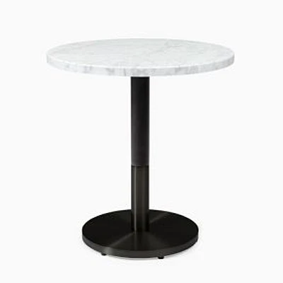 Restaurant Table Top 24 Round,White Marble,Table Base,Orbit, Bronze/Bronze