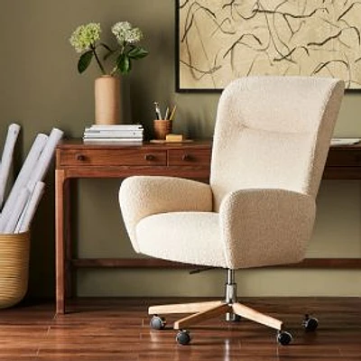 Atkins Desk Chair, Lisbon Cream, Toasted Ash, Polished Aluminum