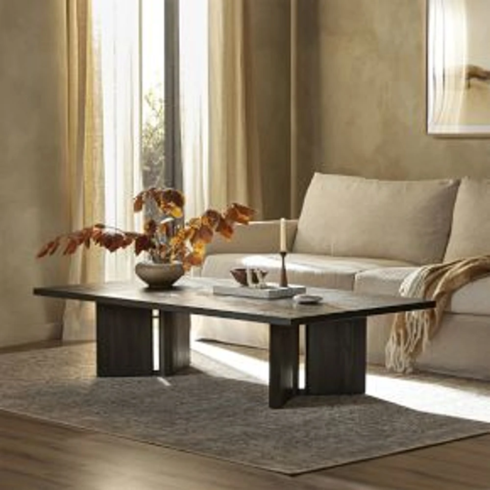 Atiya 65" Coffee Table, Smoked Black Veneer